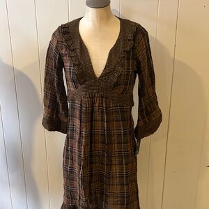 Women’s Olian Maternity Plaid V-Neck Dress NWT